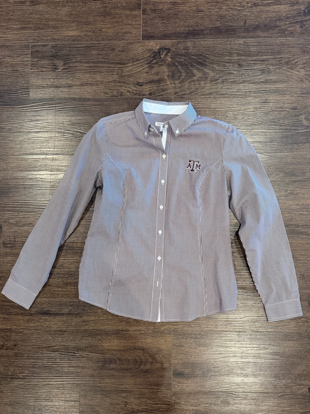 Cutter & Buck ladies maroon stripe A&M dress shirt M